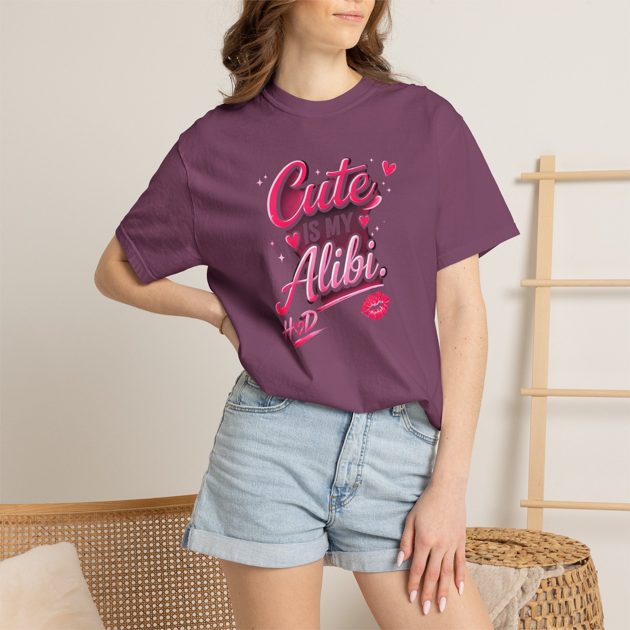 Harley Doo Cute Alibi T-Shirt — Pink Retro Script Graphic Tee