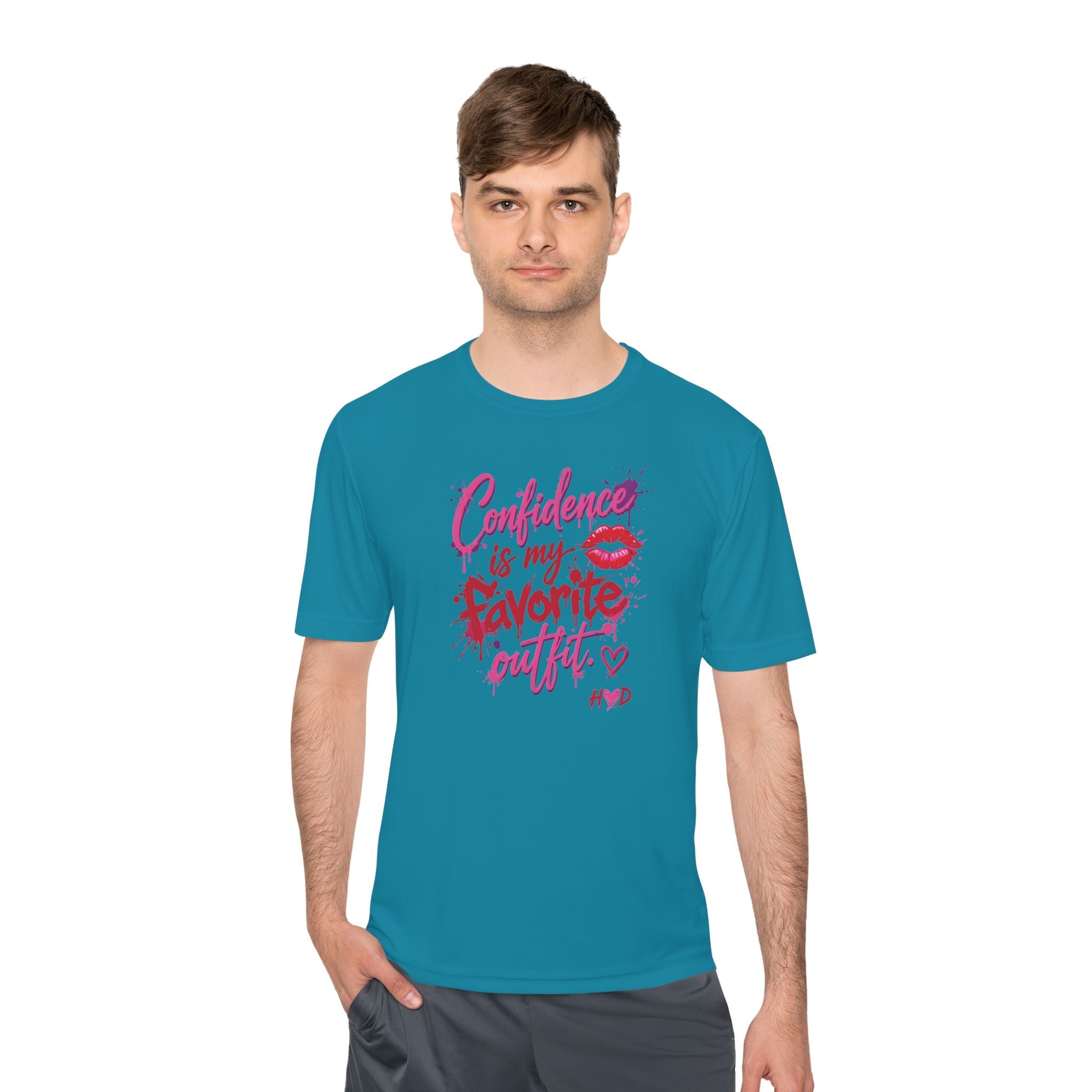Harley Doo Confidence Is My Favorite Outfit tee | White Graphic T-Shirt, Lip Print, Script Quote