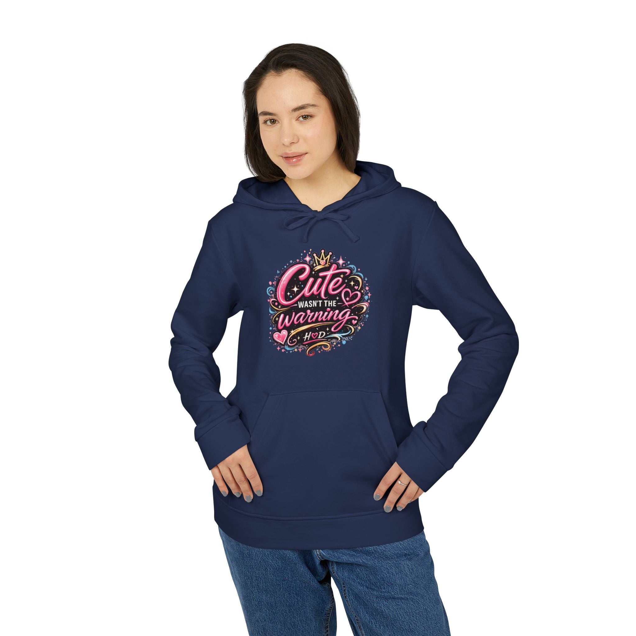 Cute Wasnt the Warning Hoodie | Harley Doo Womens adidas Fleece Hoodie | Girly Graphic Sweatshirt | Bold Pink Statement Hoodie