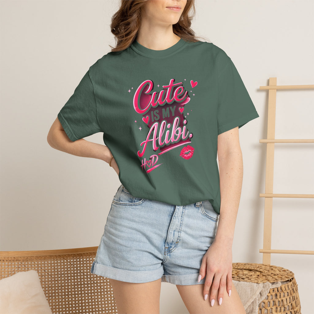 Harley Doo Cute Alibi T-Shirt — Pink Retro Script Graphic Tee