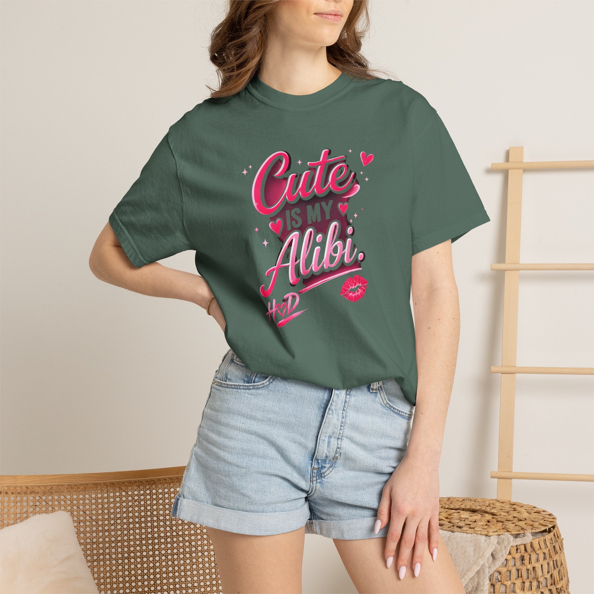 Harley Doo Cute Alibi T-Shirt — Pink Retro Script Graphic Tee