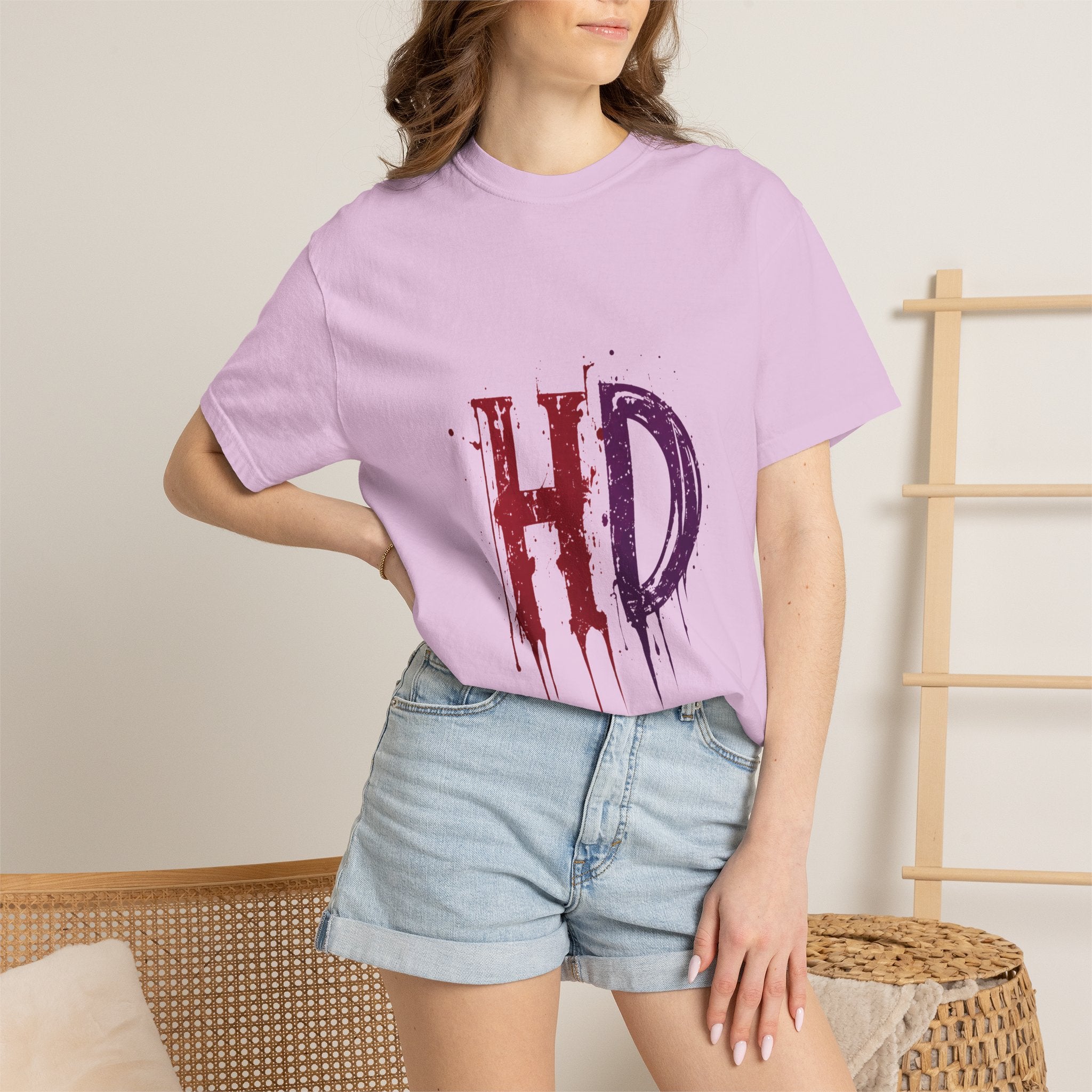 HD Dripping Grunge Letters T-shirt | Distressed Red Purple Typography