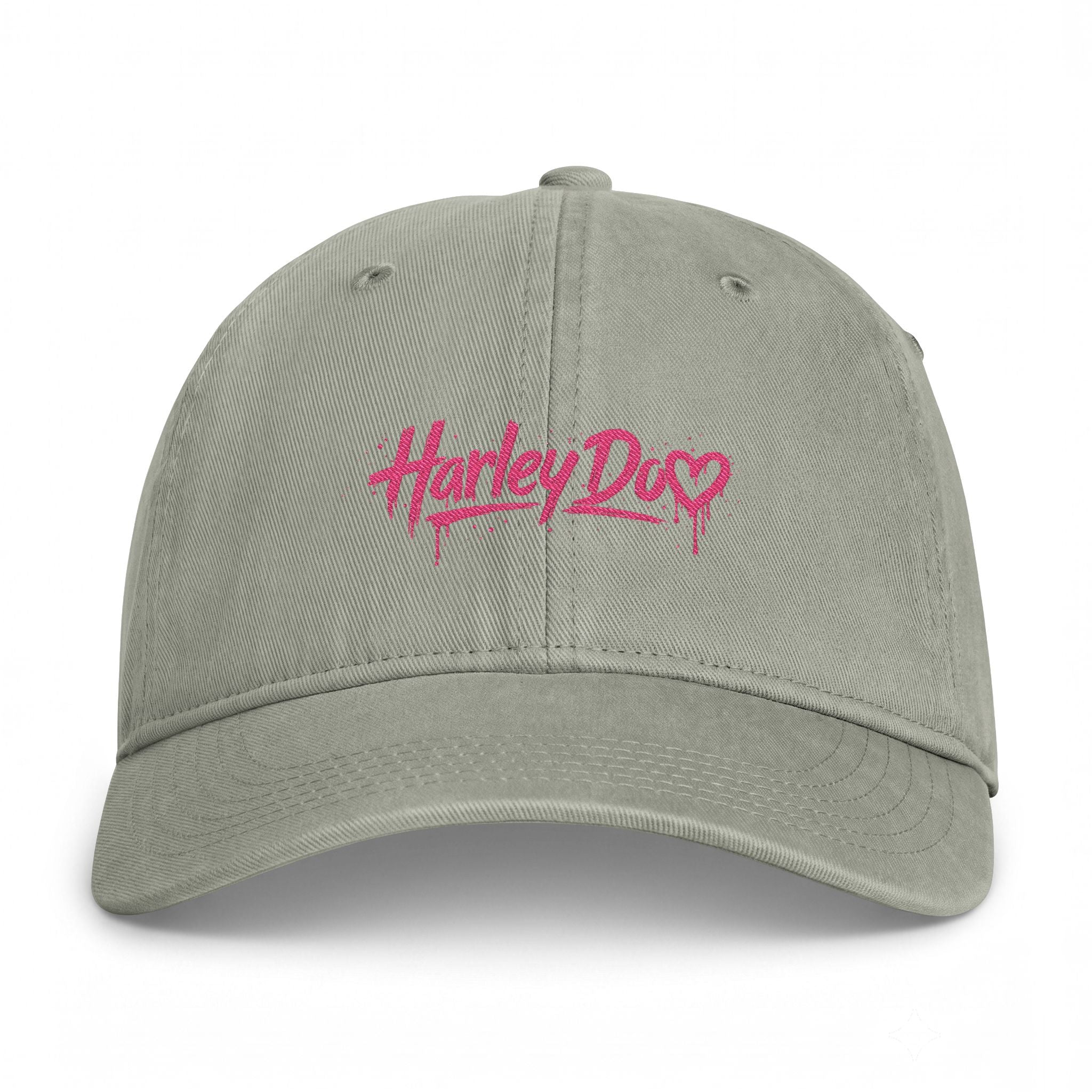 Harley Doo Drip Logo Cap | embroidered pink script, streetwear hat