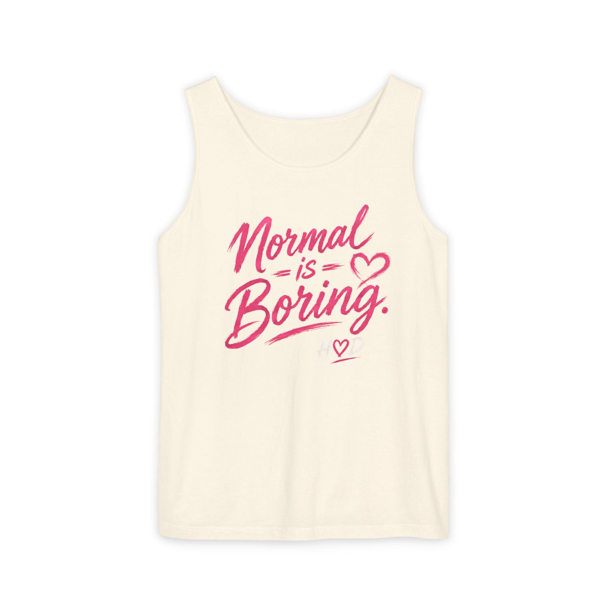 Normal Is Boring Tank Top — Bold Pink Graphic Sleeveless Tee