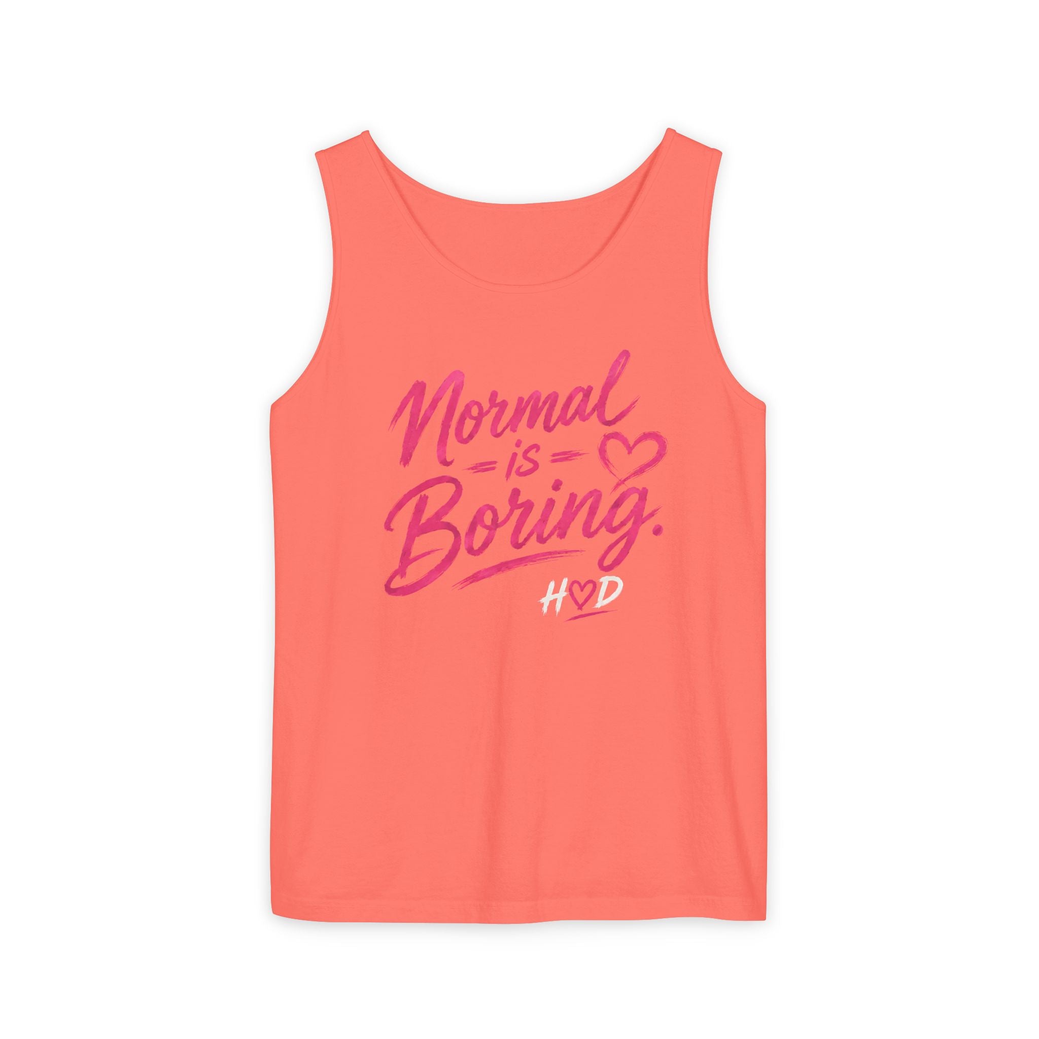 Normal Is Boring Tank Top — Bold Pink Graphic Sleeveless Tee