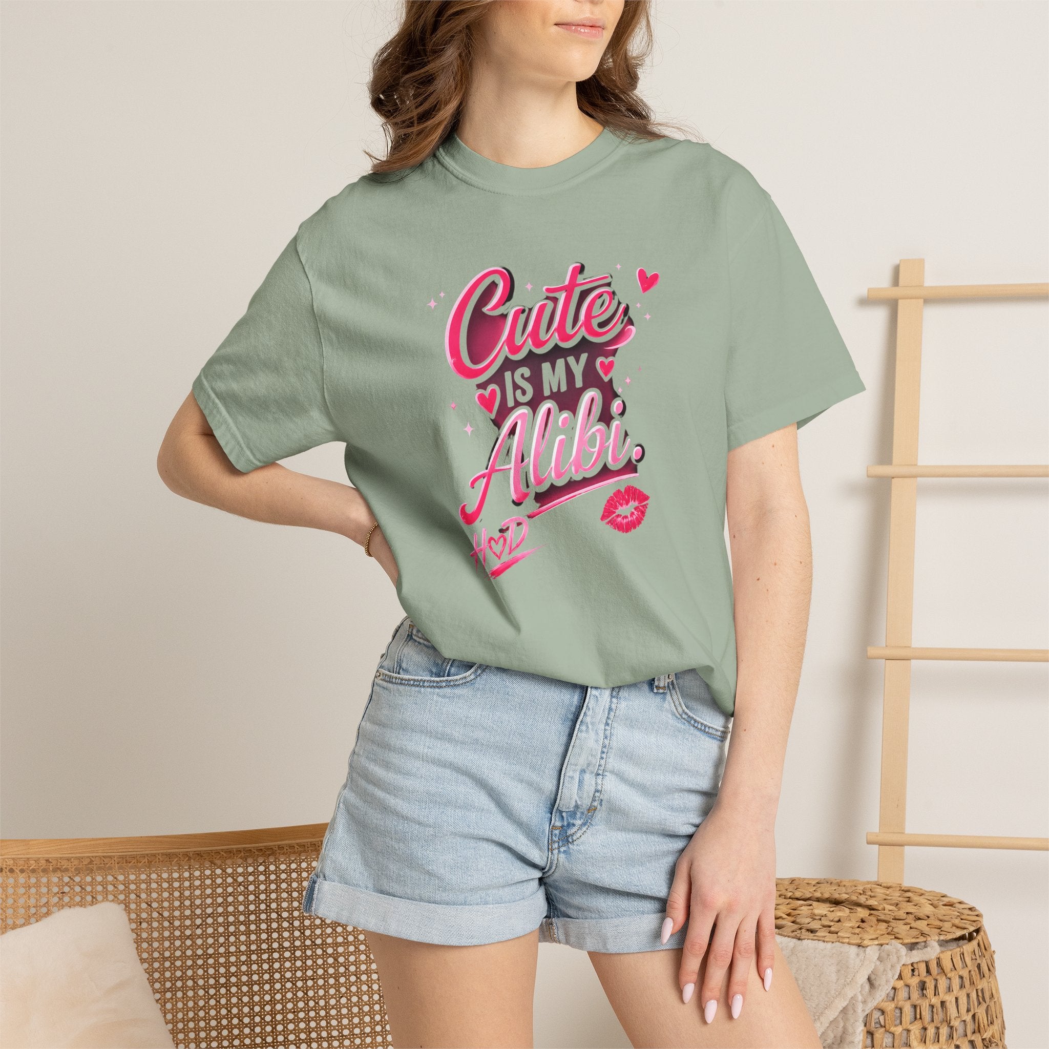 Harley Doo Cute Alibi T-Shirt — Pink Retro Script Graphic Tee