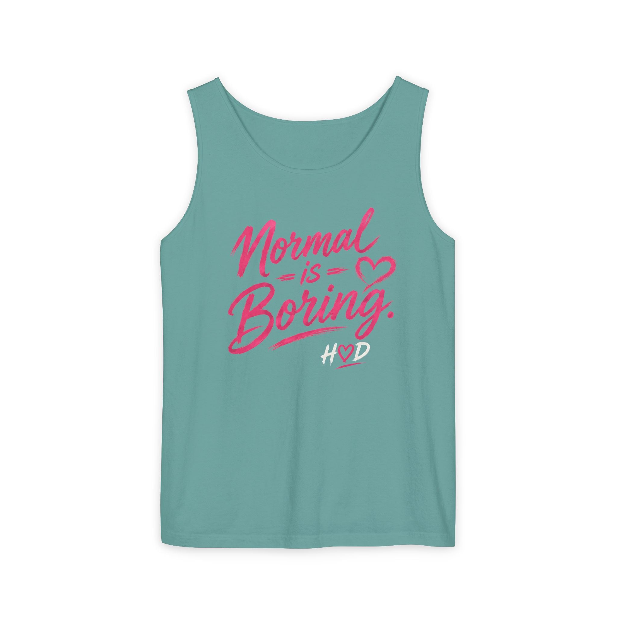 Normal Is Boring Tank Top — Bold Pink Graphic Sleeveless Tee