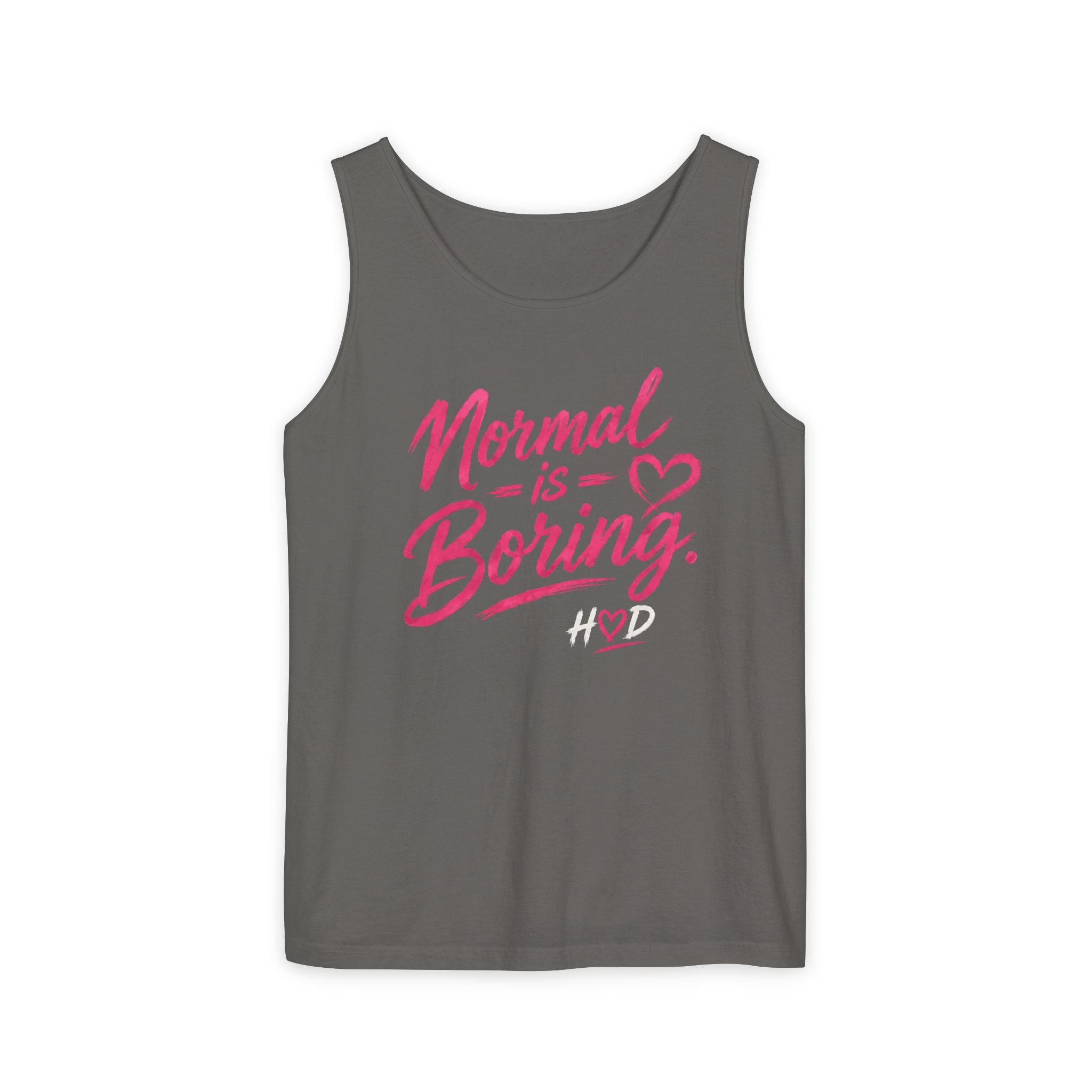 Normal Is Boring Tank Top — Bold Pink Graphic Sleeveless Tee
