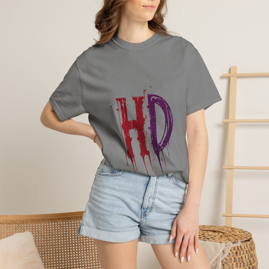 HD Dripping Grunge Letters T-shirt | Distressed Red Purple Typography