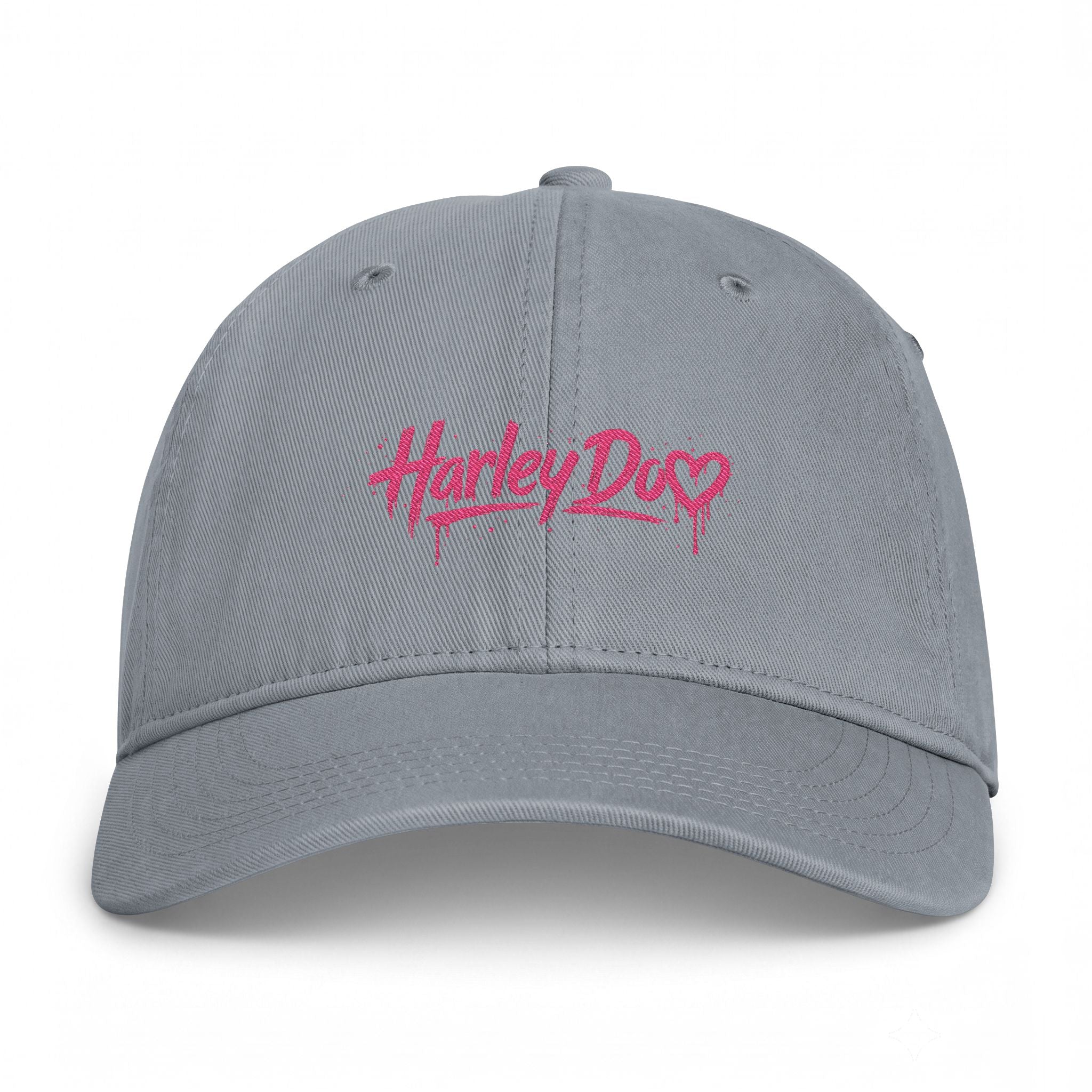 Harley Doo Drip Logo Cap | embroidered pink script, streetwear hat
