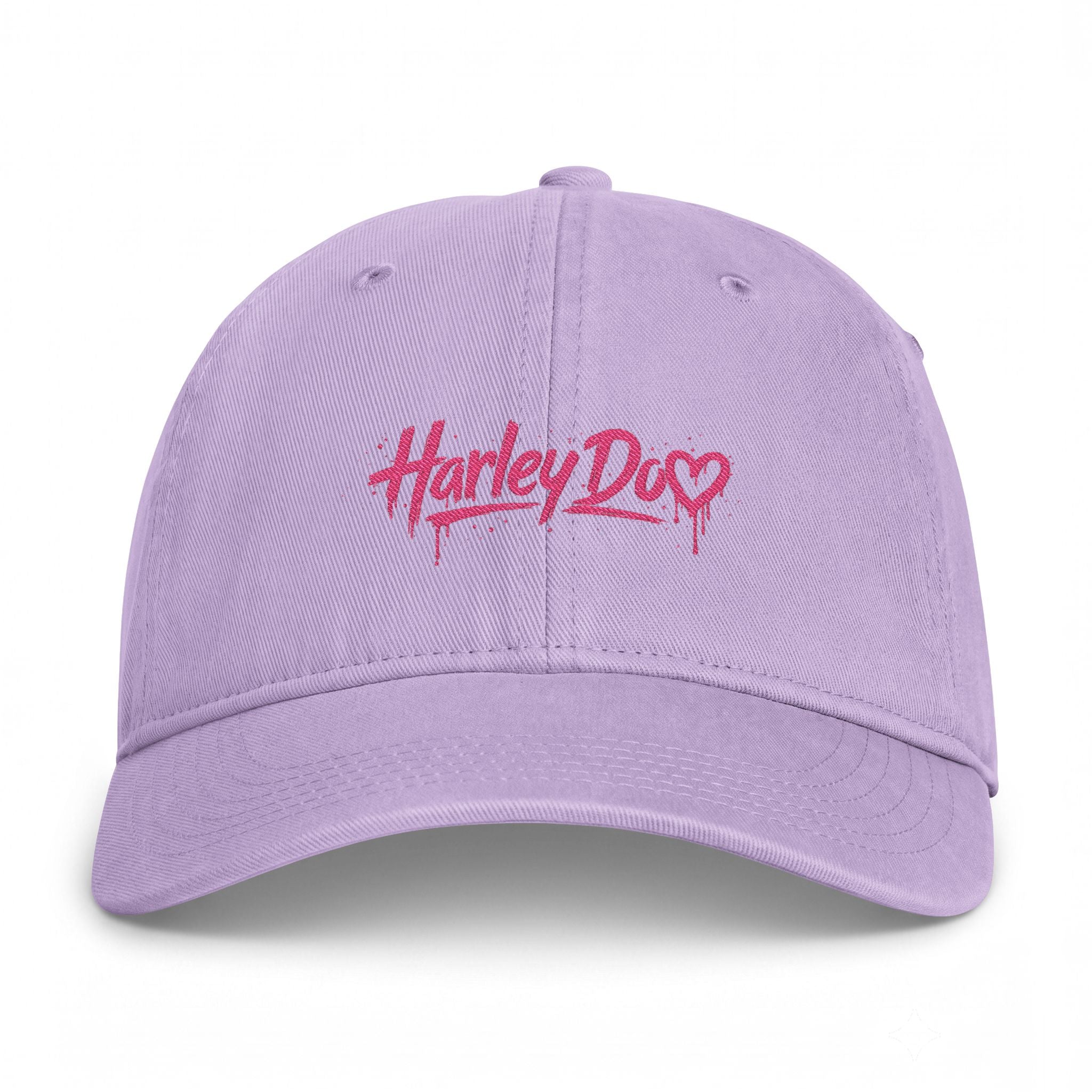 Harley Doo Drip Logo Cap | embroidered pink script, streetwear hat