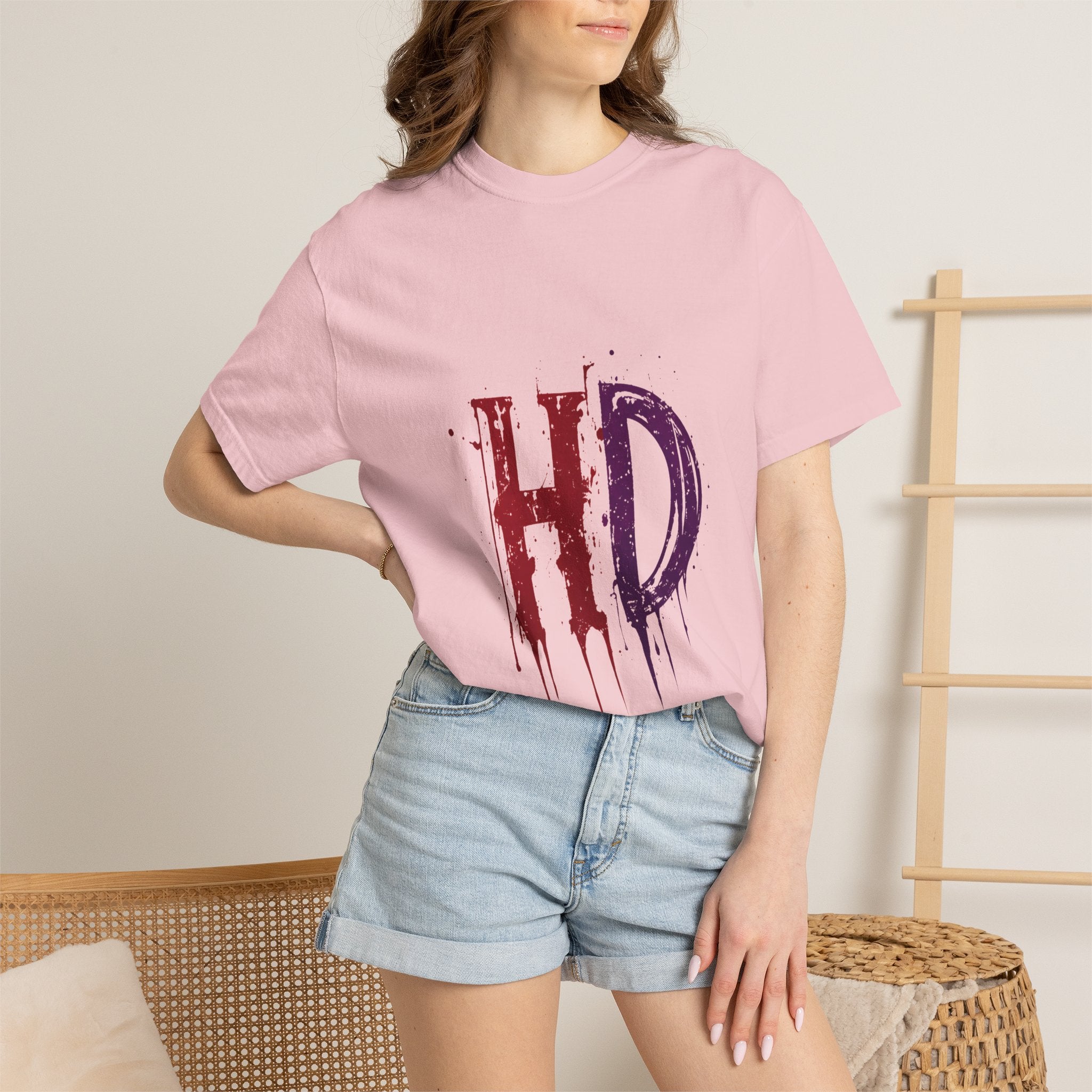 HD Dripping Grunge Letters T-shirt | Distressed Red Purple Typography