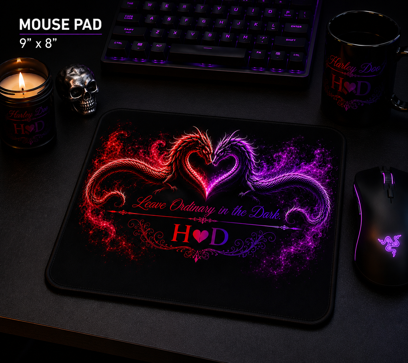 Dragon Heart Design Mouse Pad | Leave Ordinary in the Dark