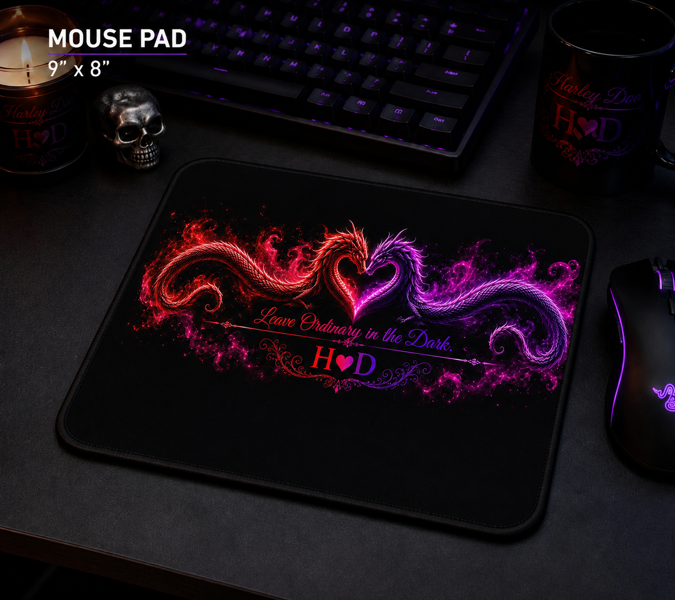Dragon Heart Design Mouse Pad | Leave Ordinary in the Dark