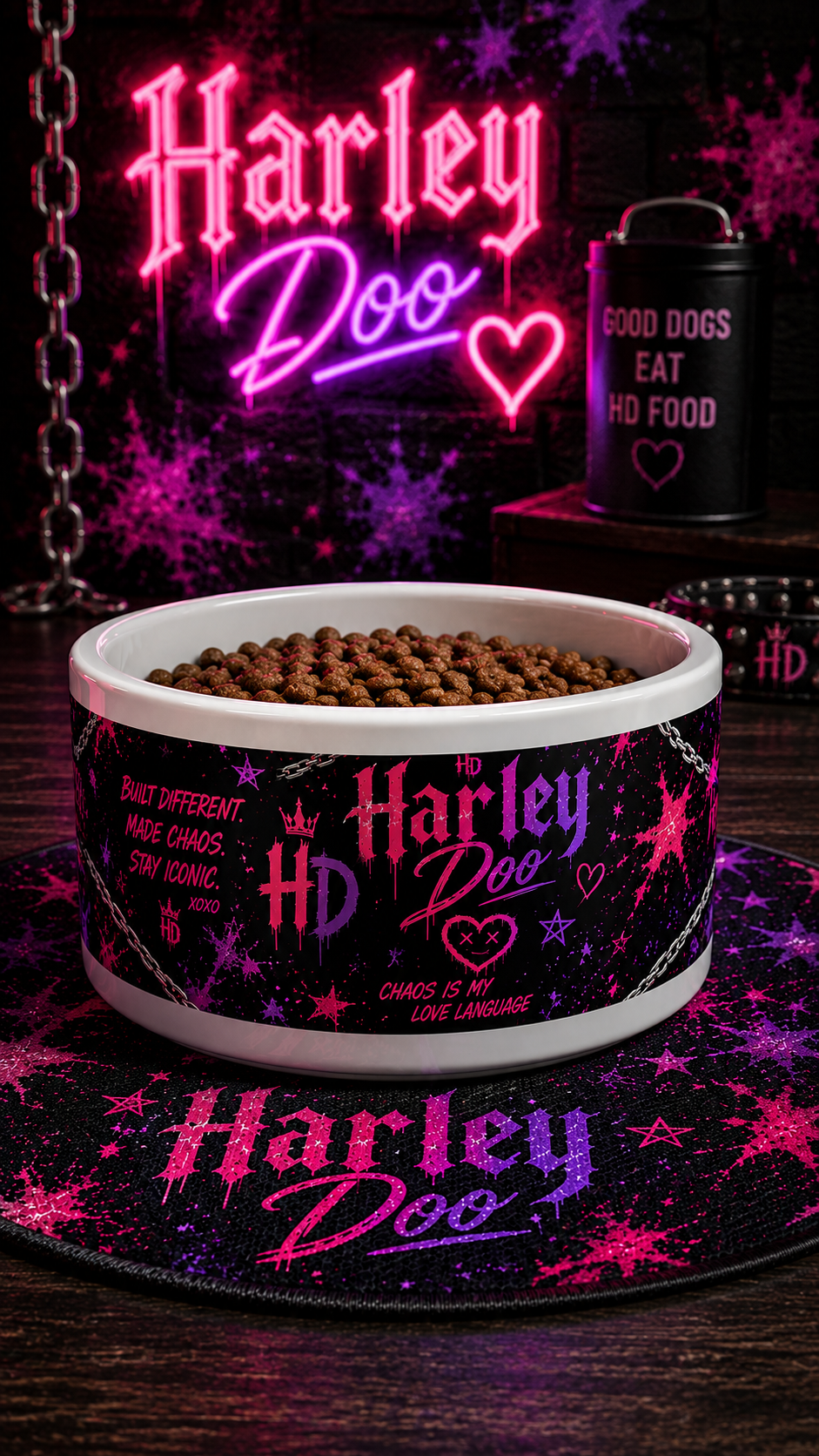 Pet Bowl/ Harley Doo Pattern | Pink Purple Inspired Design