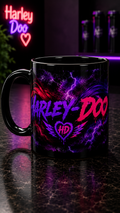 Harley-Doo Neon Logo mug | Black Ceramic Mug