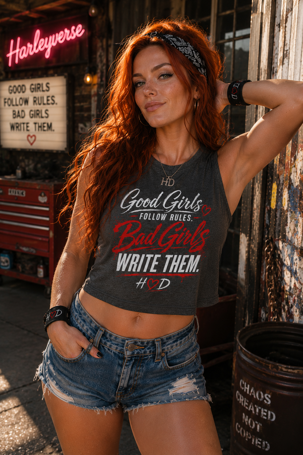 Harley Doo - Crop Top — “Good Girls Follow Rules, Bad Girls Write Them” Feminine Graphic Crop Top
