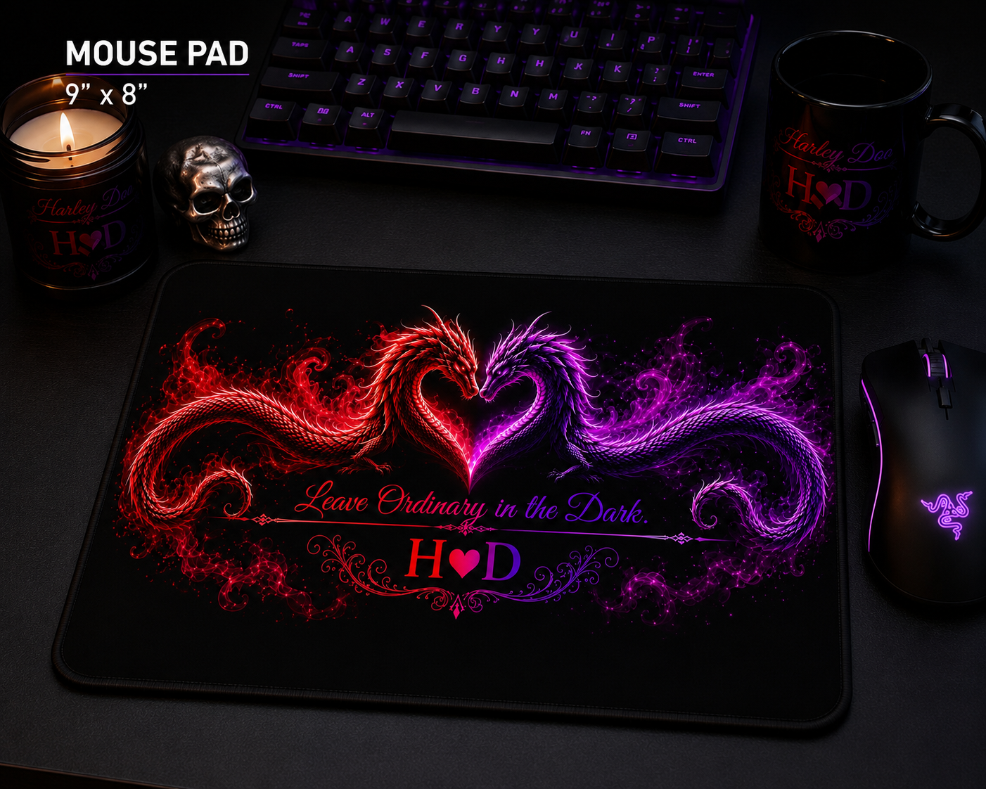 Dragon Heart Design Mouse Pad | Leave Ordinary in the Dark