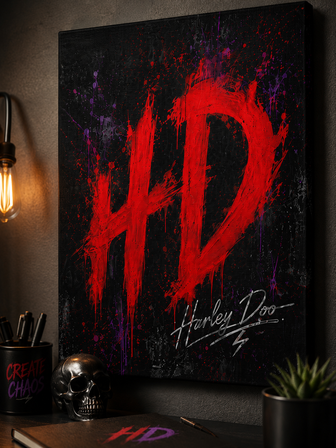 Harley Doo HD Painted Graffiti Matte Canvas 12x16