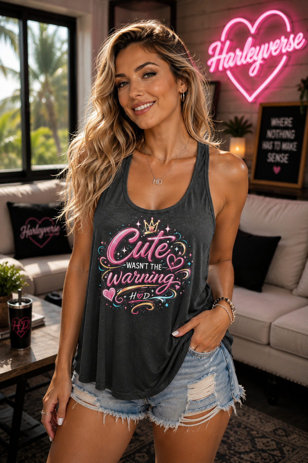 Harley Doo Cute Racerback Tank —  Graphic Women’s Flow Tank