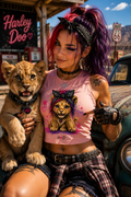 Cute Punk Lion Cub Crop Top — Colorful Heart Baby Lion Graphic