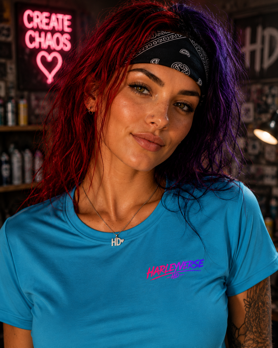Retro Neon Harleyverse  'Hype Crew' Logo Tee | Moisture Wicking Shirt