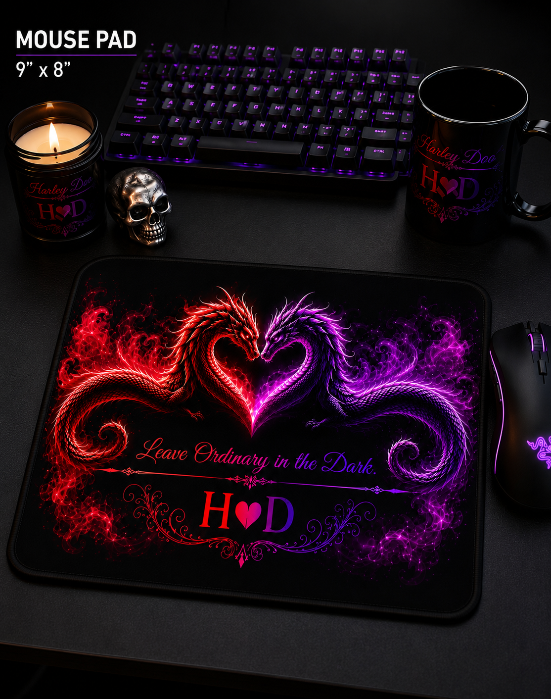Dragon Heart Design Mouse Pad | Leave Ordinary in the Dark