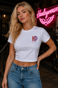 Harley Doo HD Drip Logo Crop Tee | horror ink splatter chest design