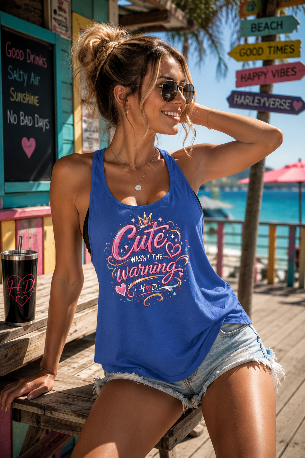 Harley Doo Cute Racerback Tank —  Graphic Women’s Flow Tank