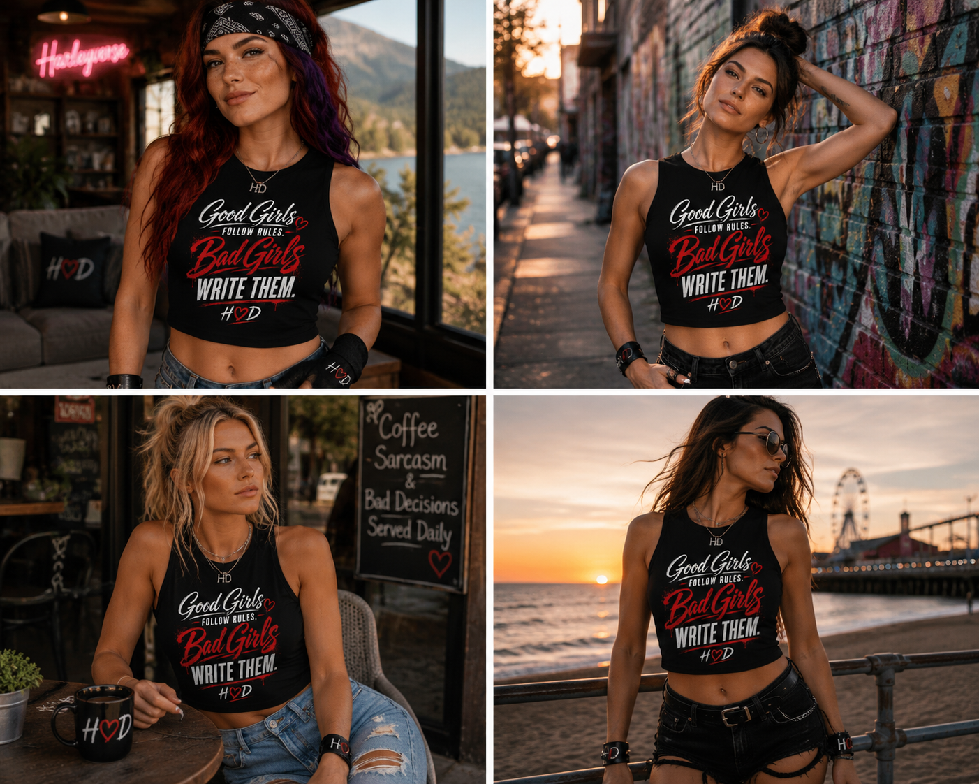 Harley Doo - Crop Top — “Good Girls Follow Rules, Bad Girls Write Them” Feminine Graphic Crop Top