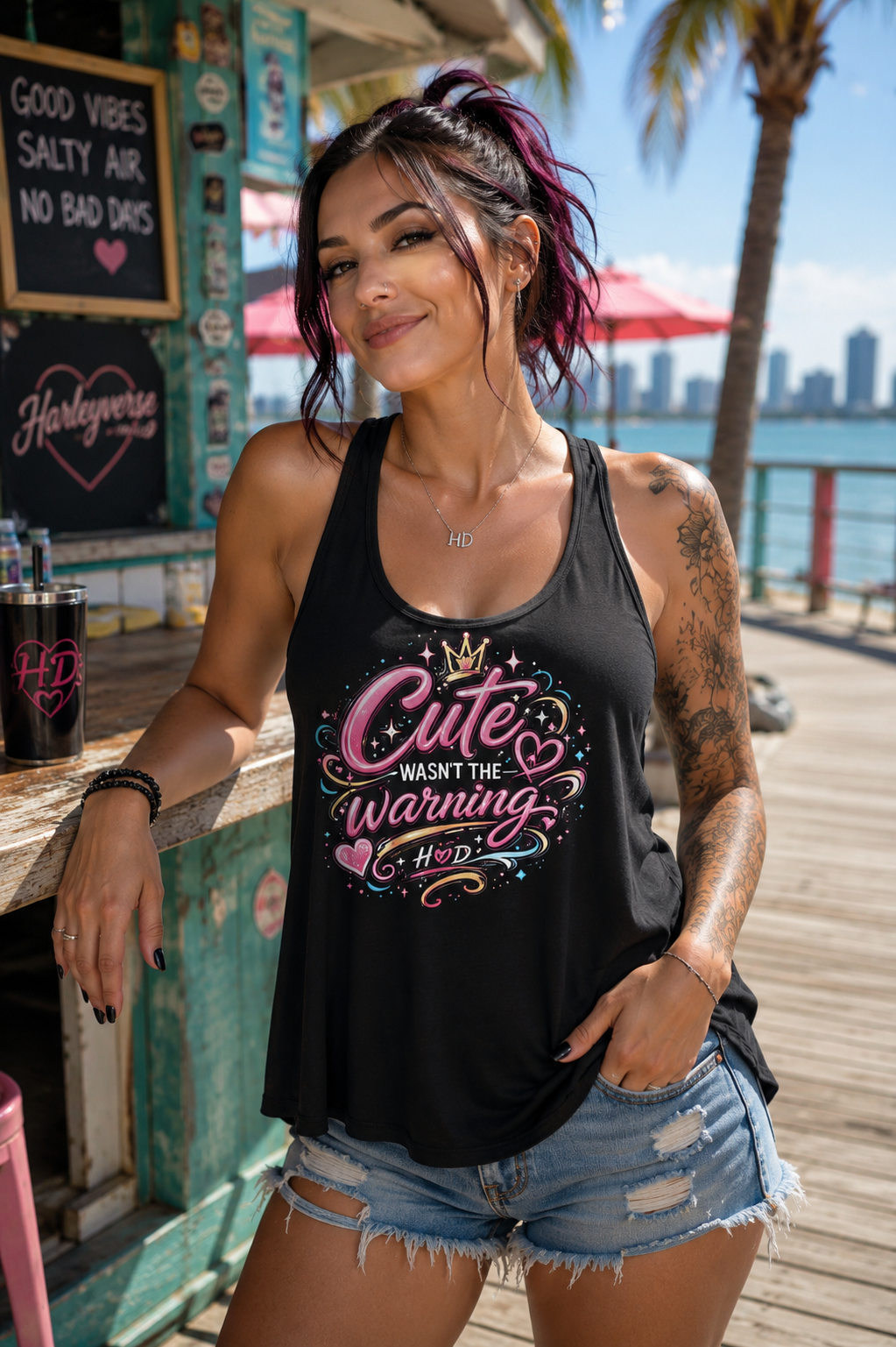 Harley Doo Cute Racerback Tank —  Graphic Women’s Flow Tank