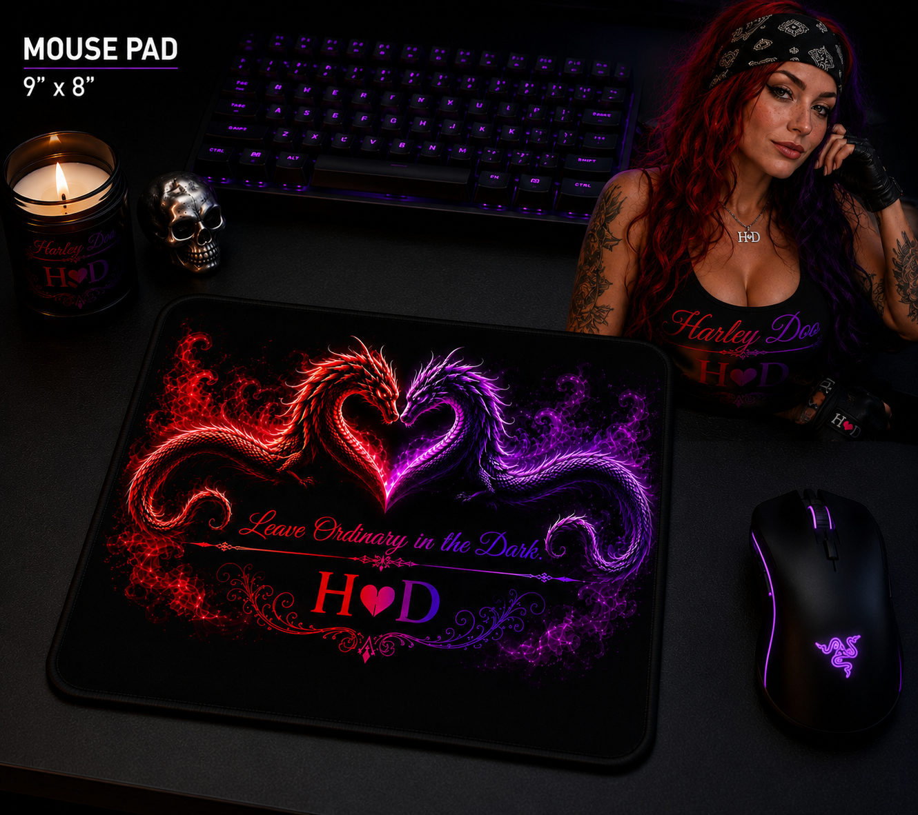 Dragon Heart Design Mouse Pad | Leave Ordinary in the Dark