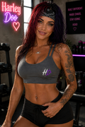 HD Brushstroke Logo Bra | Women's Luxe Bra, Black Crop Sports Bra