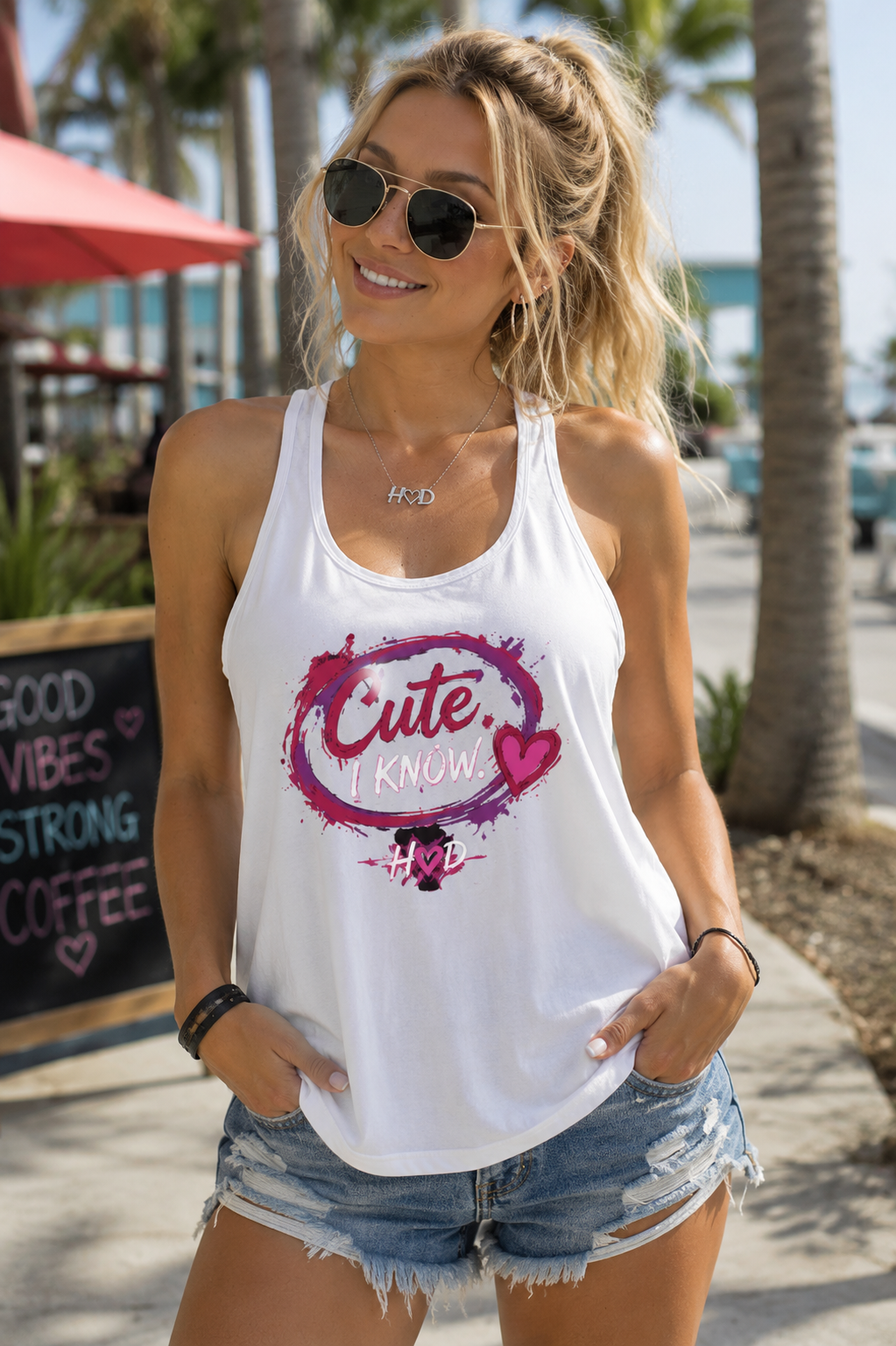 Cute Inside Racerback Tank Top — Women's Flowy Valentine Graphic