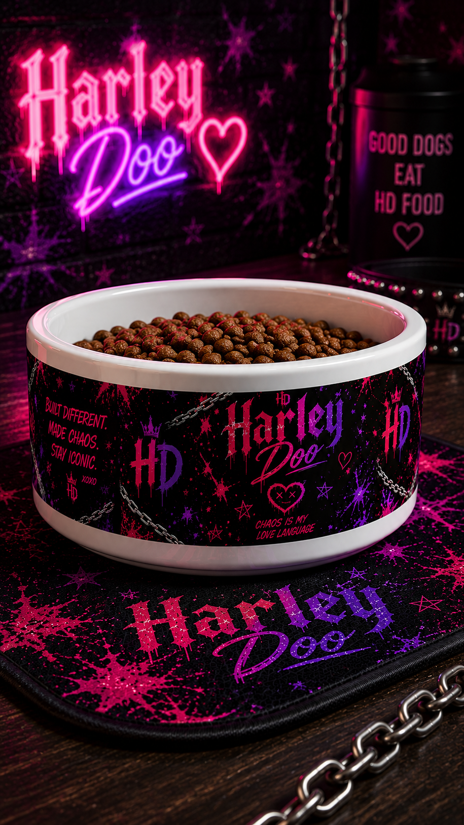 Pet Bowl/ Harley Doo Pattern | Pink Purple Inspired Design