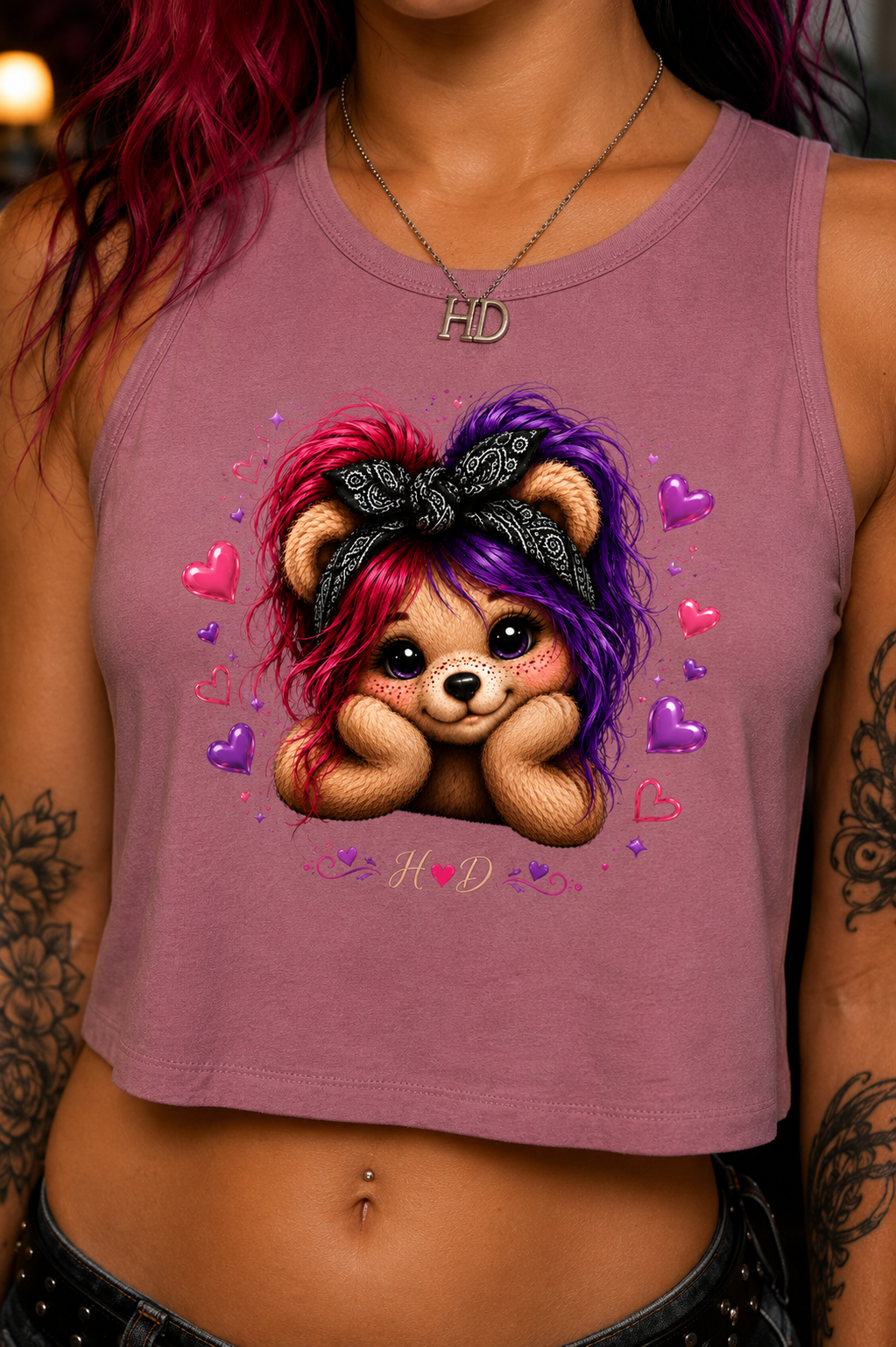 Cute Teddy Bear Crop Top | Women's Graphic Tank | Kawaii Shirt