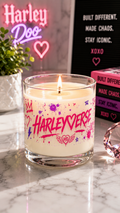 Harleyverse Candle | 11oz Glass Scented Candle, Pink Graffiti Hearts
