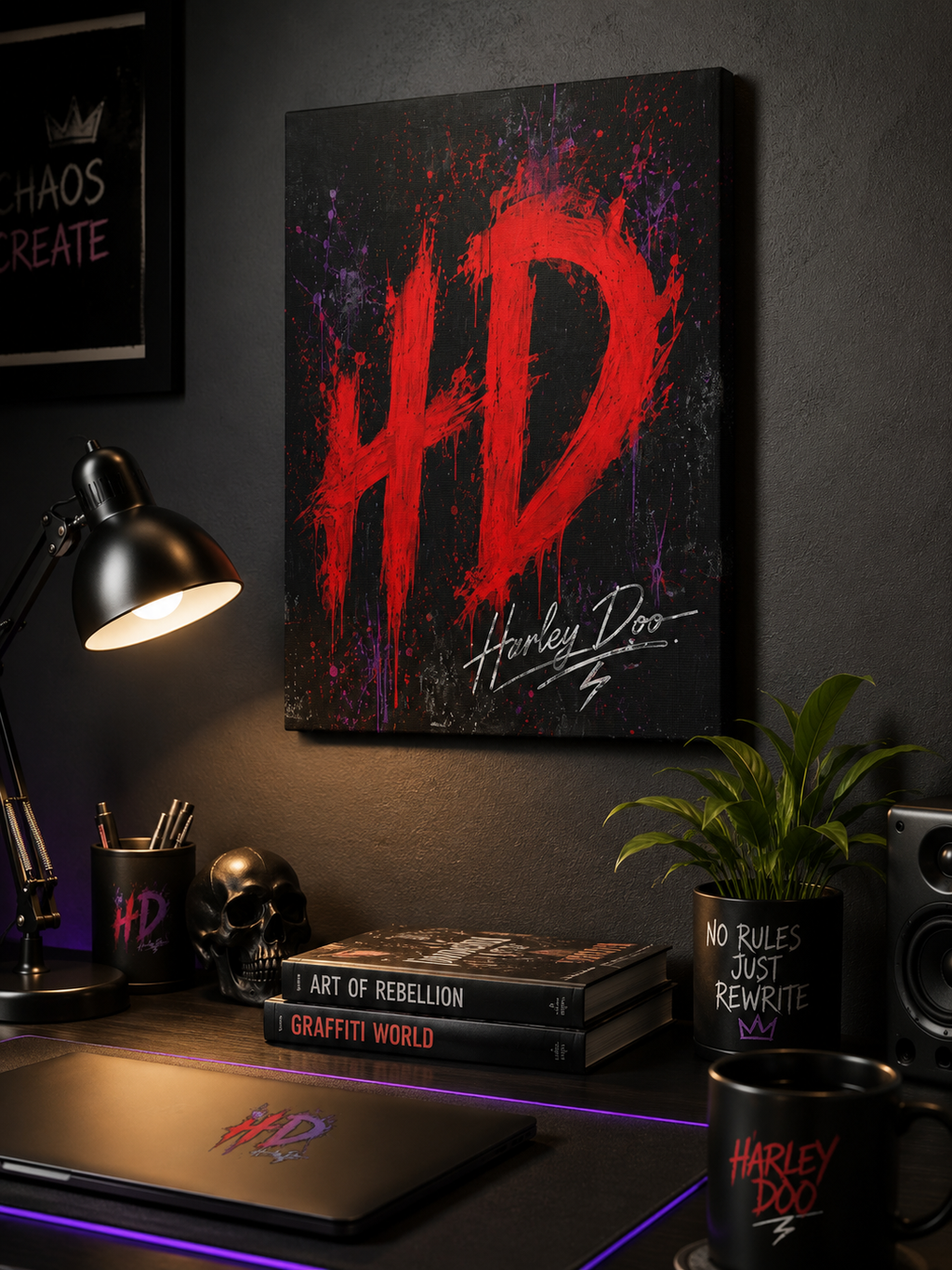 Harley Doo HD Painted Graffiti Matte Canvas 12x16