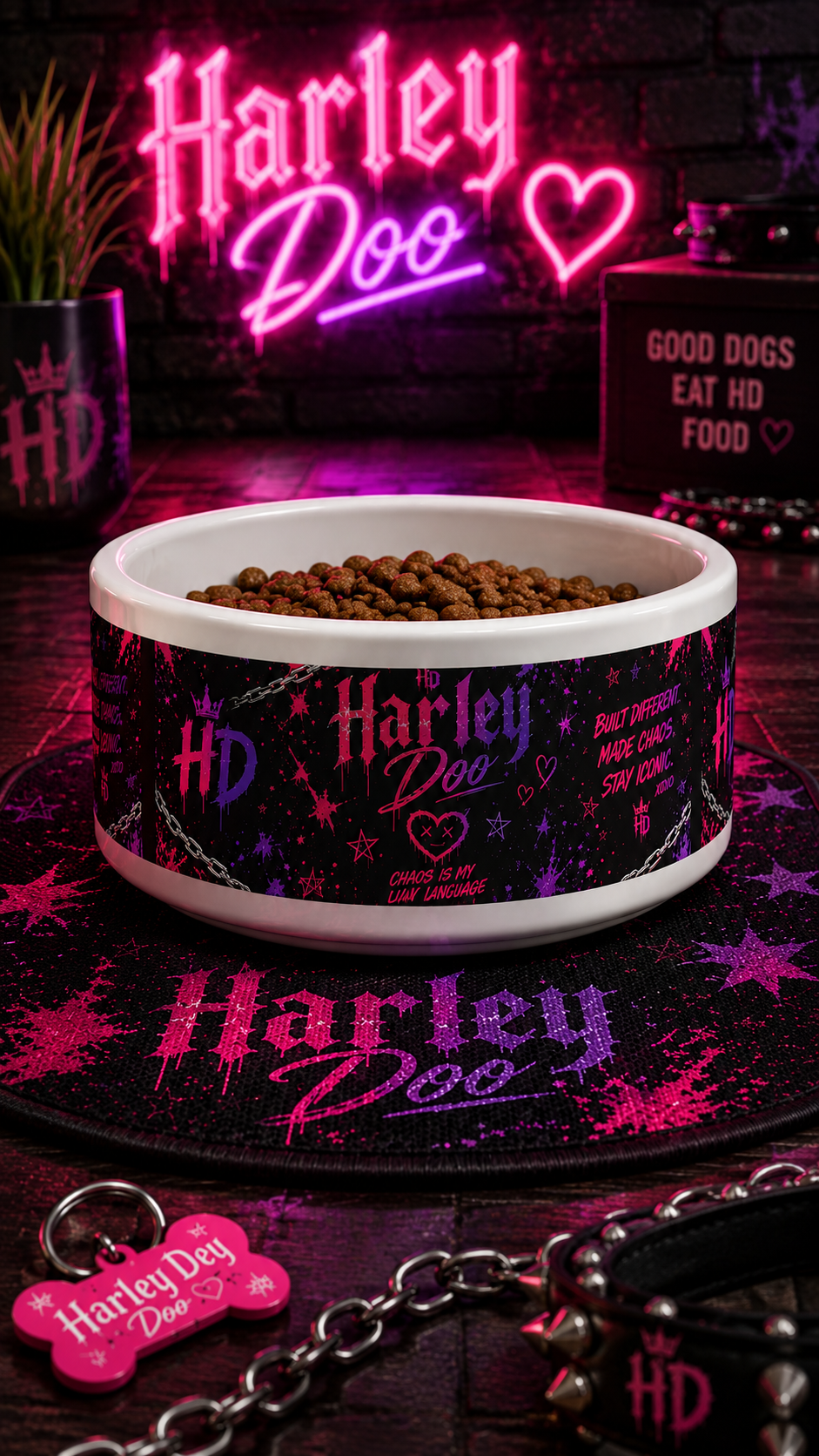 Pet Bowl/ Harley Doo Pattern | Pink Purple Inspired Design