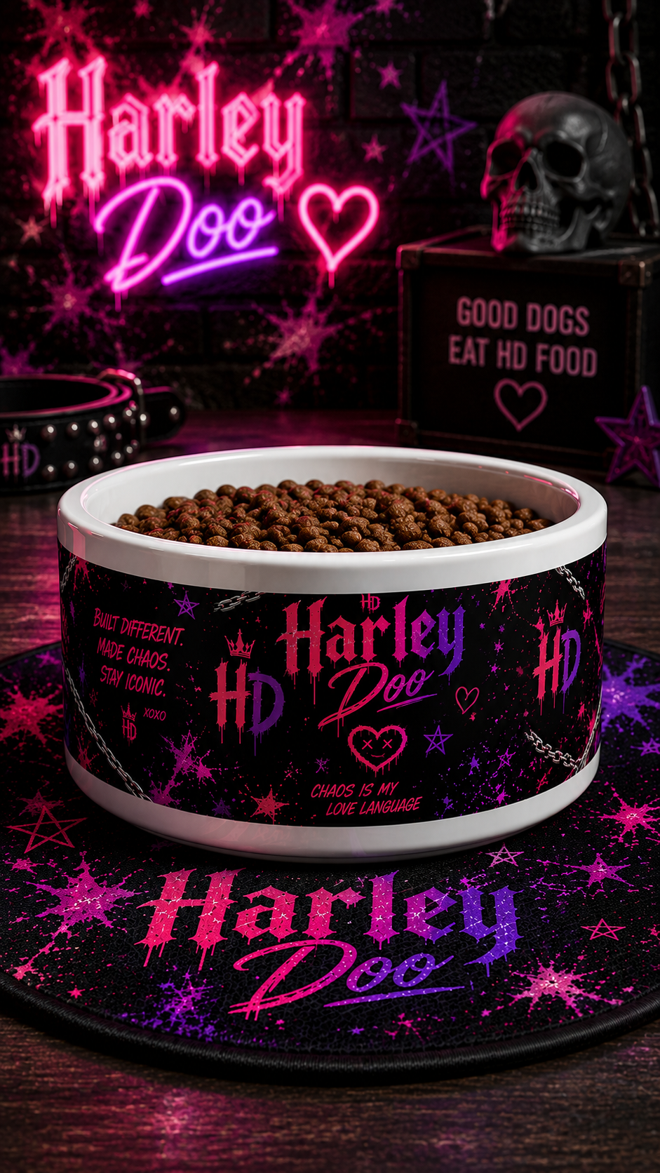 Pet Bowl/ Harley Doo Pattern | Pink Purple Inspired Design