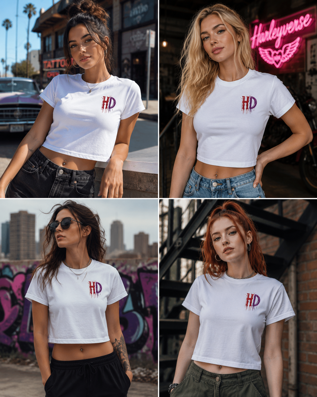 Harley Doo HD Drip Logo Crop Tee | horror ink splatter chest design
