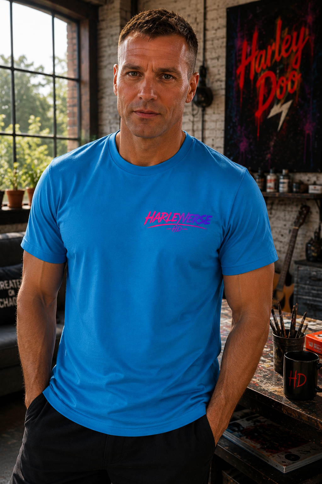 Retro Neon Harleyverse  'Hype Crew' Logo Tee | Moisture Wicking Shirt