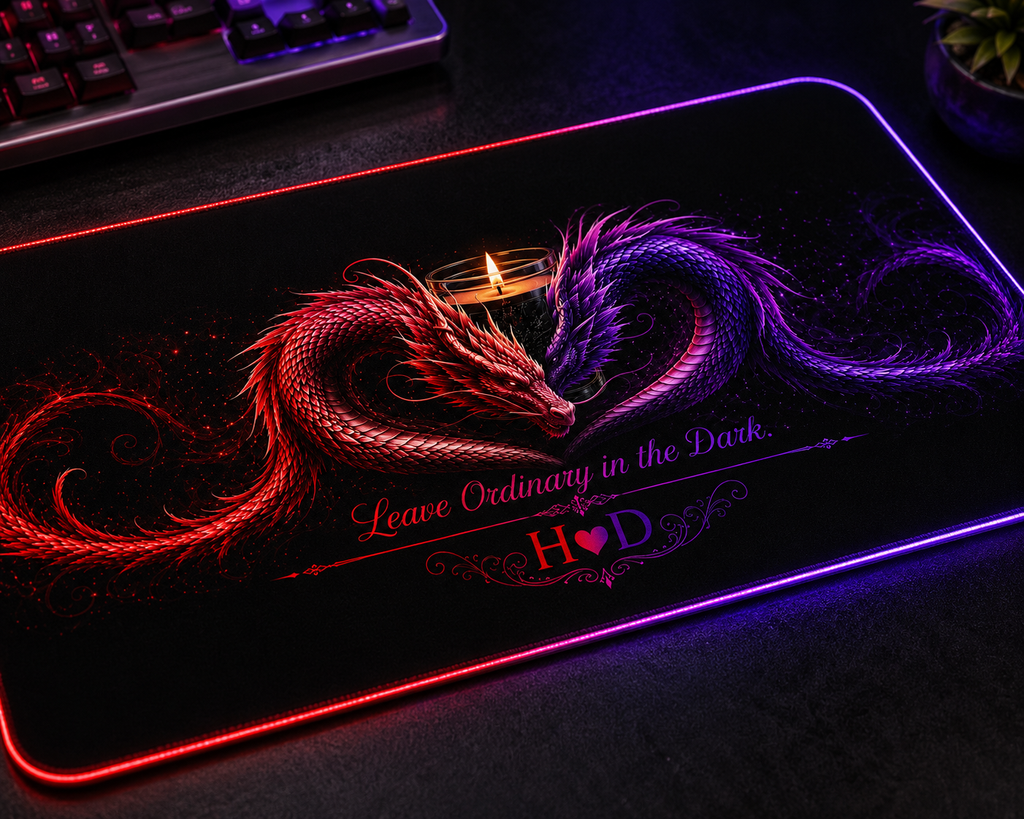 Flaming Heart Dragon LED Gaming Mouse Pad | RGB Desk Mat