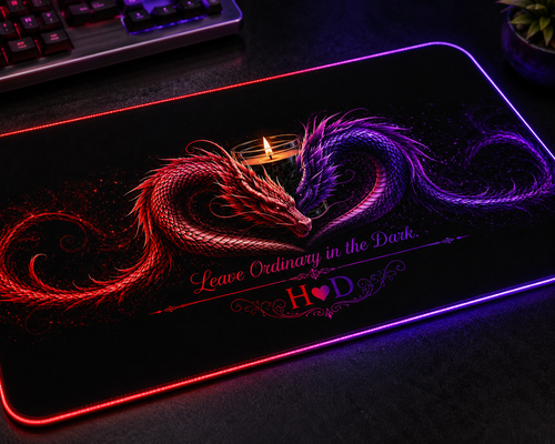 Flaming Heart Dragon LED Gaming Mouse Pad | RGB Desk Mat
