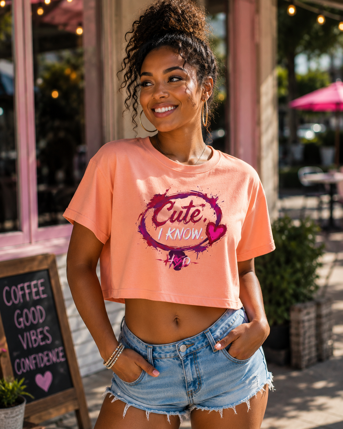 Harley Doo Cute Boxy Tee — Graphic Heart Casual Crop Top